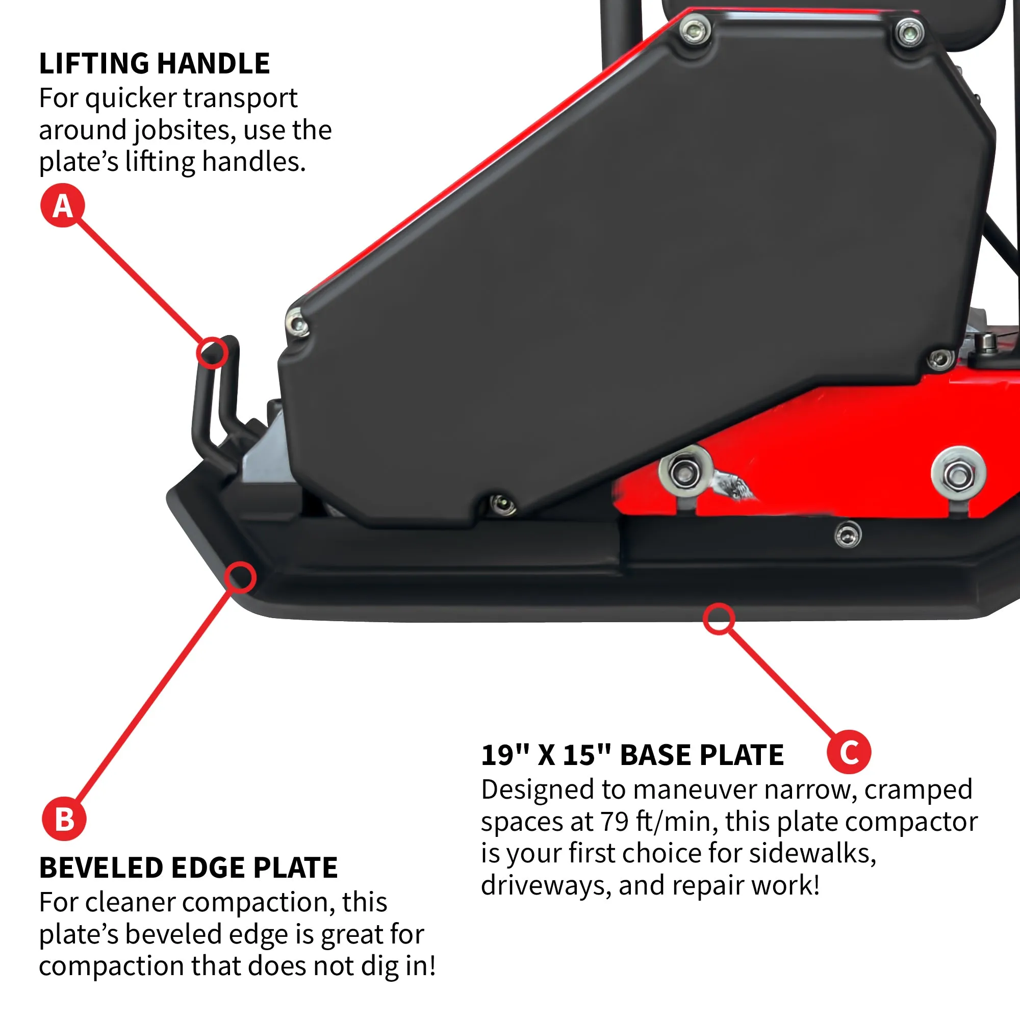 2 HP Electric Vibratory Plate Compactor Tamper for Gravel Soil Compaction