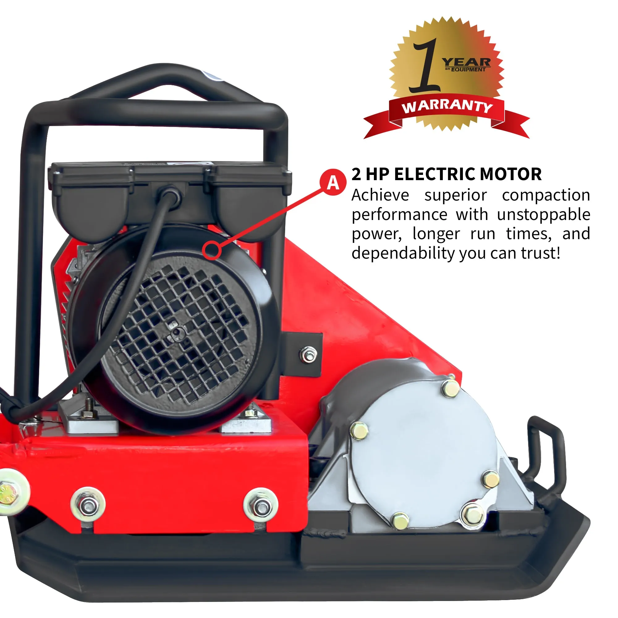 2 HP Electric Vibratory Plate Compactor Tamper for Gravel Soil Compaction