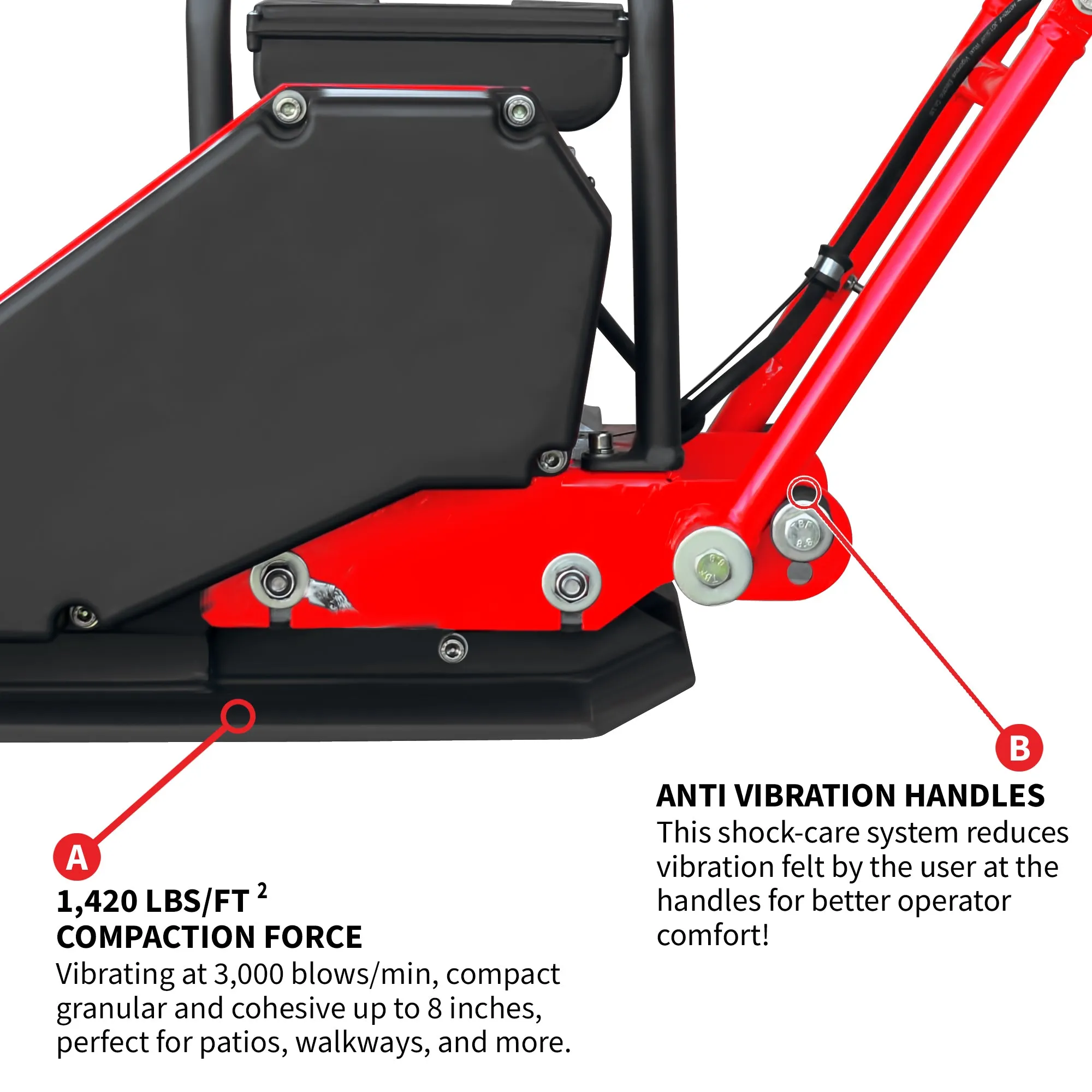 2 HP Electric Vibratory Plate Compactor Tamper for Gravel Soil Compaction