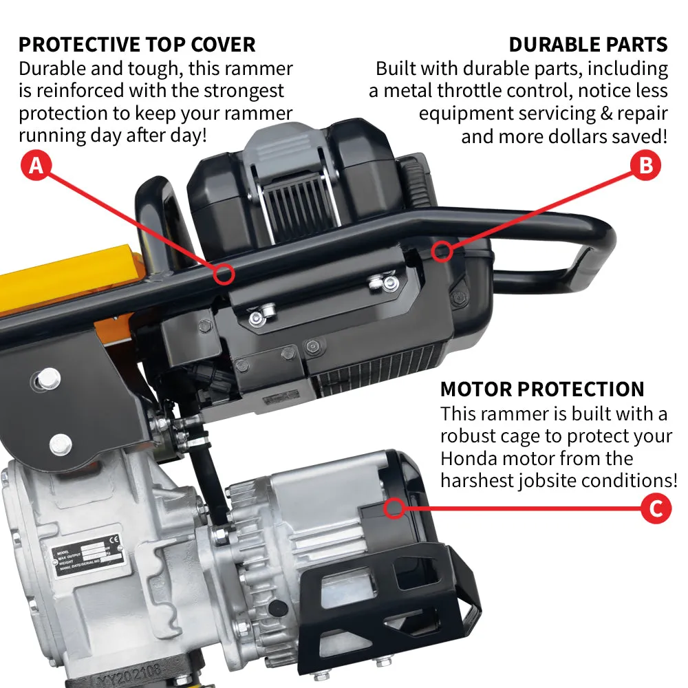 2.4 HP Battery Powered Vibratory Rammer Tamper Compactor with Honda GXE2.0S Motor