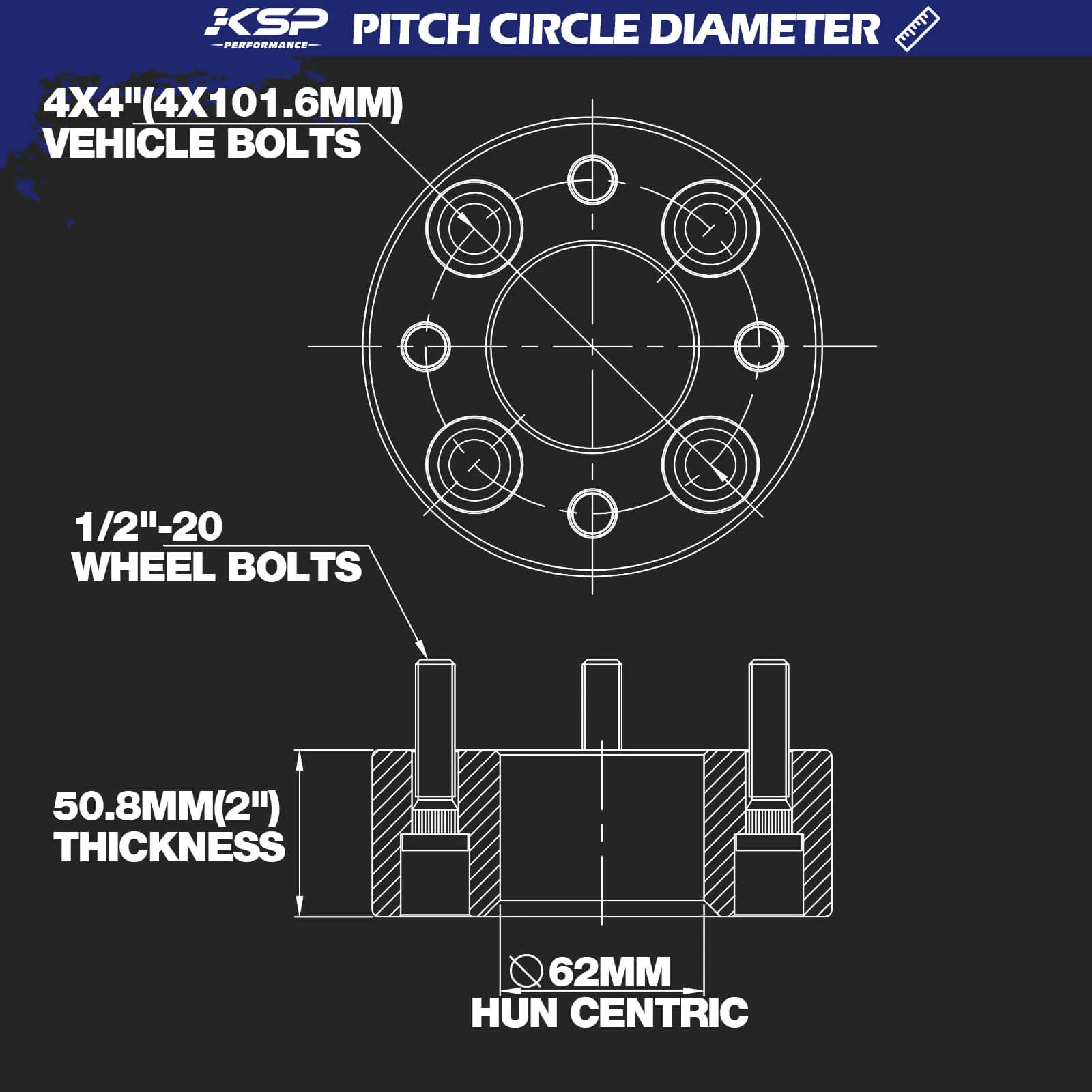 2" 4x4" Wheel Spacers with 1/2" x 20 Studs For EZ GO EZGO Club Car