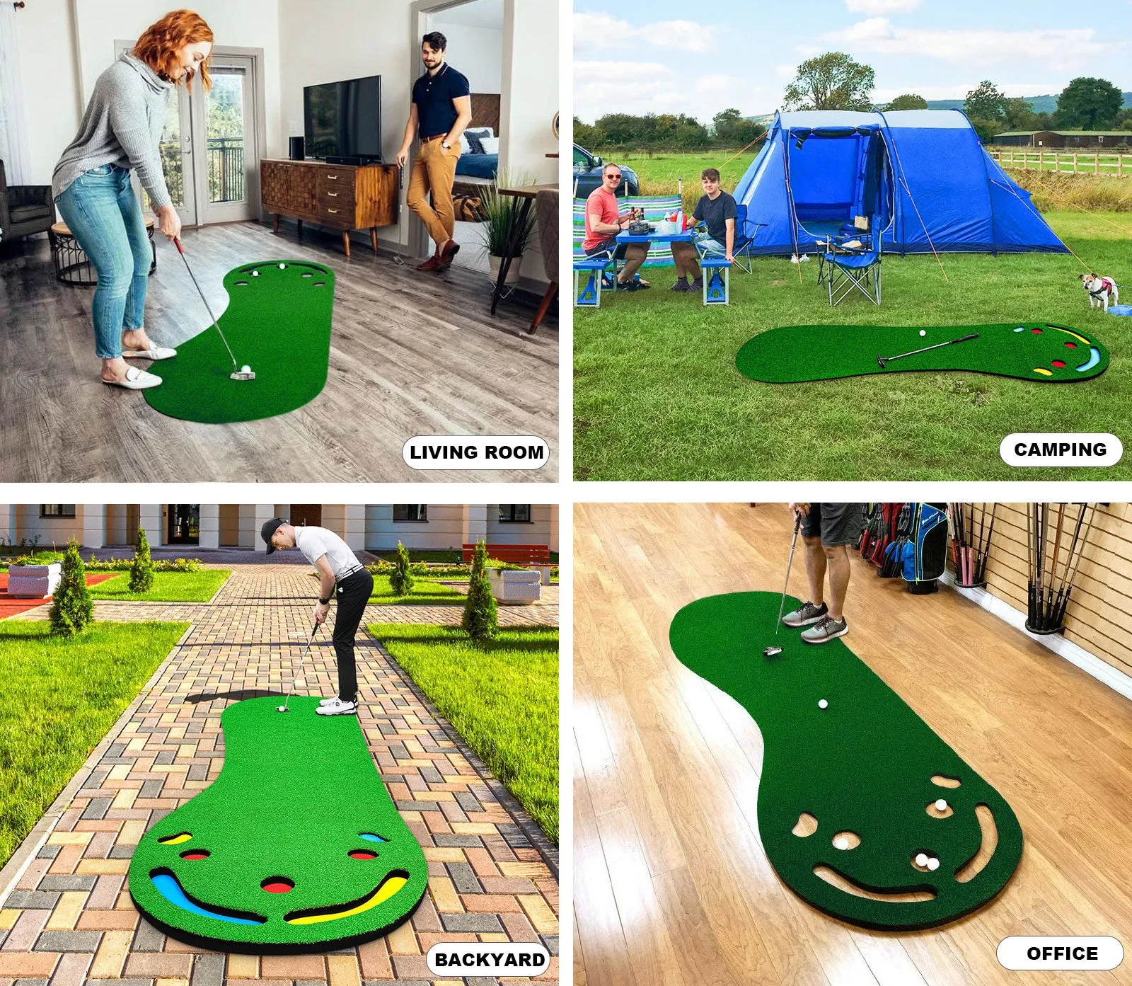 3M Golf Putting Mat Practice Training Indoor Outdoor Portable Slope Balls Artifical Grass Surface