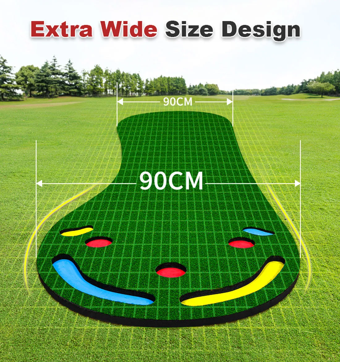 3M Golf Putting Mat Practice Training Indoor Outdoor Portable Slope Balls Artifical Grass Surface