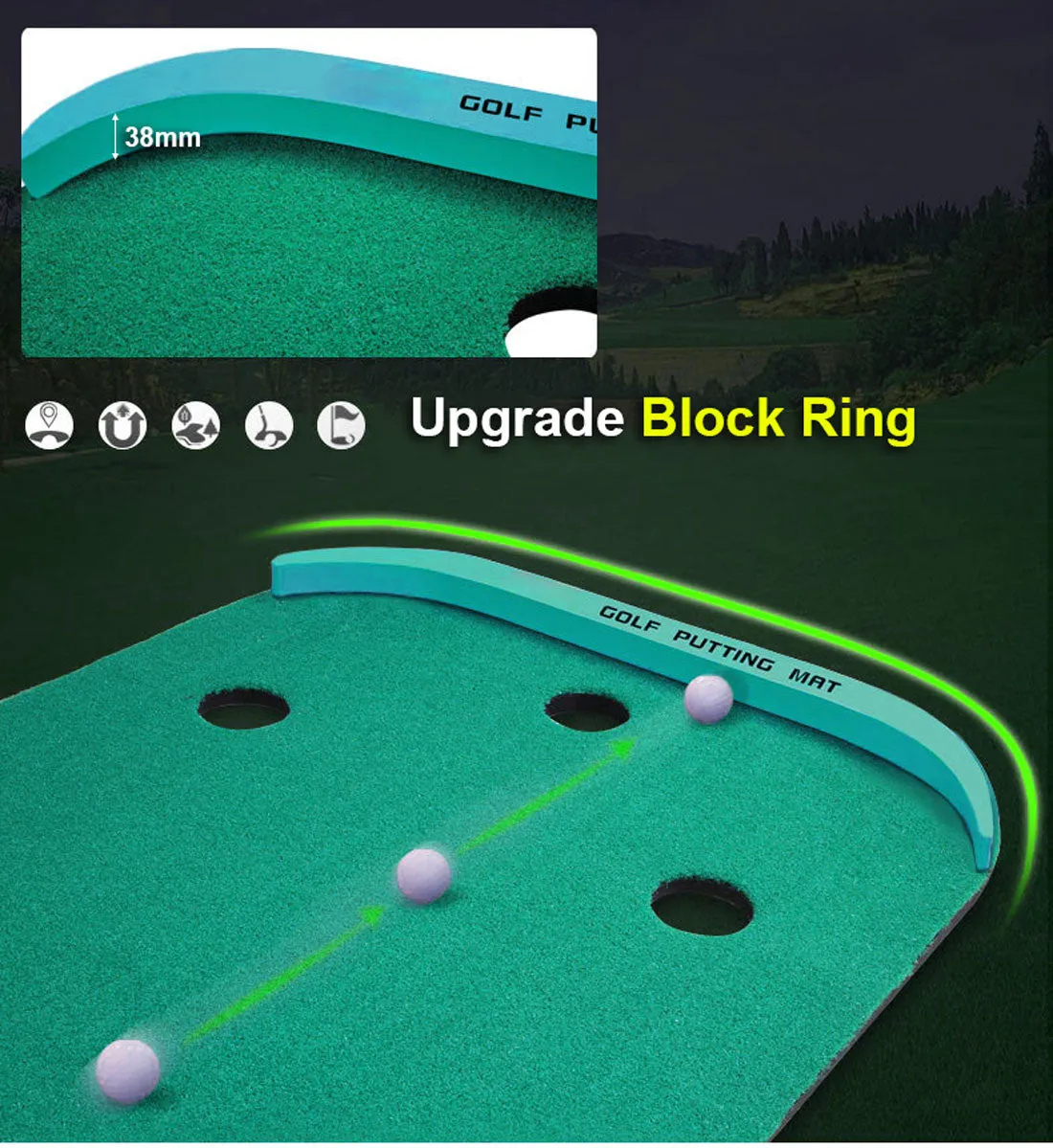 3M Golf Putting Mat Practice Training Indoor Outdoor Portable Slope Balls Soft Fleece Surface