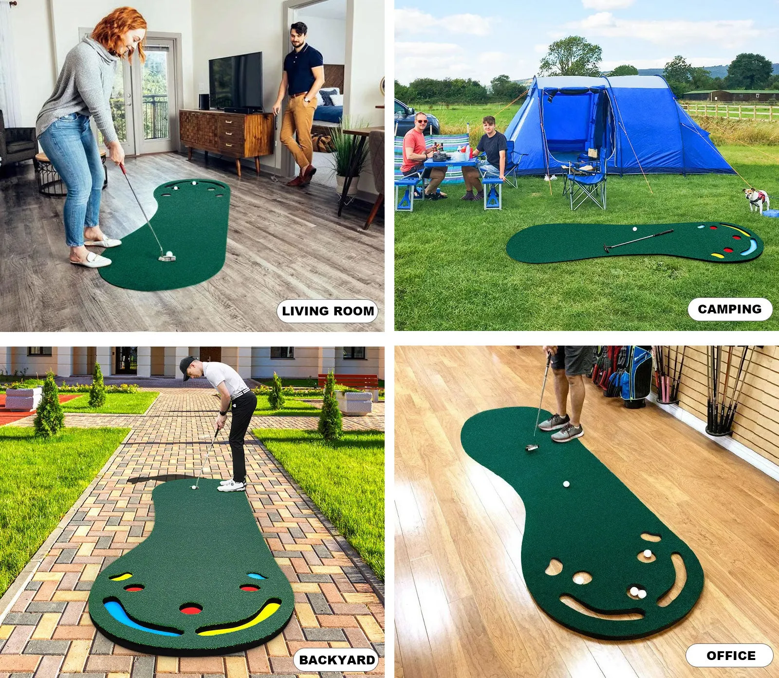 3M Golf Putting Mat Practice Training Indoor Outdoor Portable Slope Balls Soft Fleece Surface