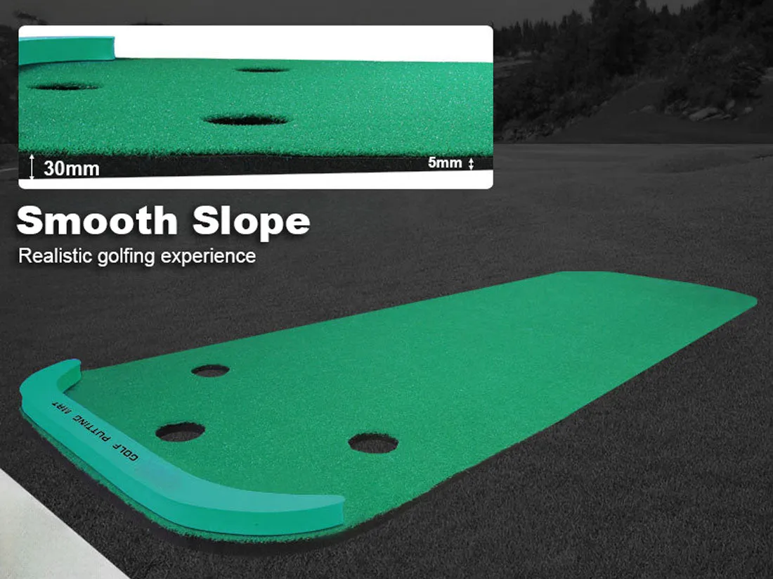 3M Golf Putting Mat Practice Training Indoor Outdoor Portable Slope Balls Soft Fleece Surface