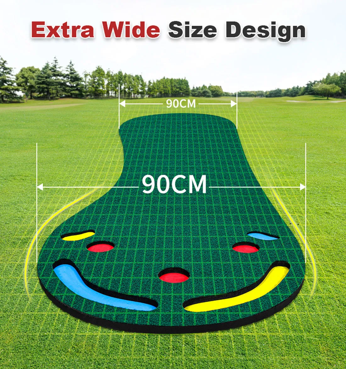 3M Golf Putting Mat Practice Training Indoor Outdoor Portable Slope Balls Soft Fleece Surface