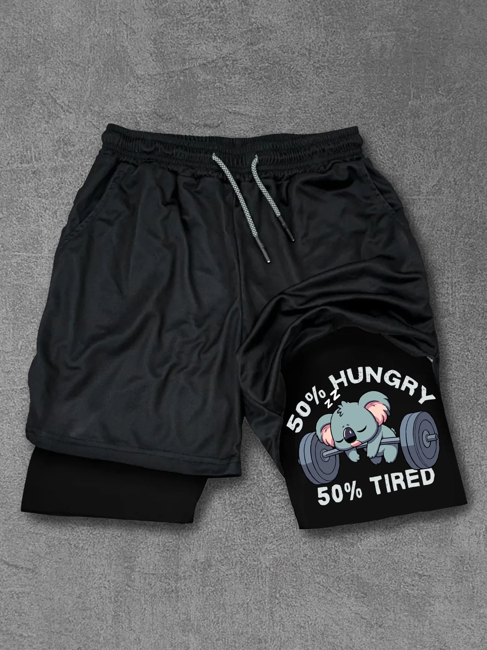 50% Hungry 50% Tired Koala Performance Training Shorts