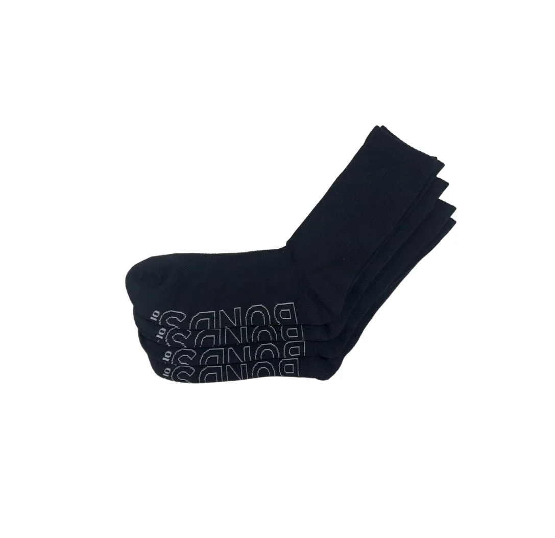 8 x Bonds Mens Logo Lighweight Crew Black Socks