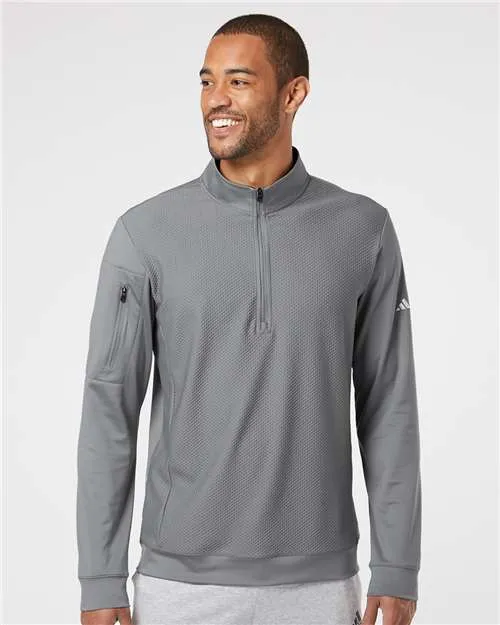 Adidas Performance Textured Quarter-Zip Pullover A295