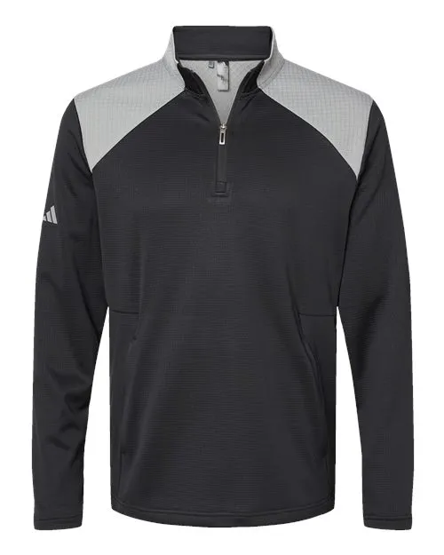 Adidas Textured Mixed Media Quarter-Zip Pullover A532