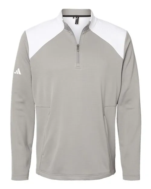 Adidas Textured Mixed Media Quarter-Zip Pullover A532