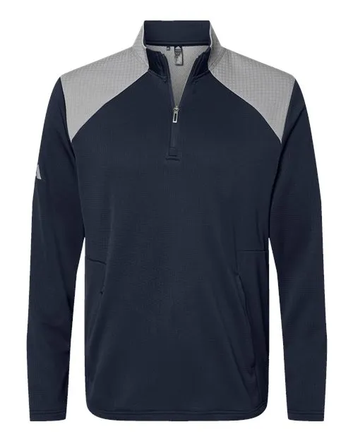 Adidas Textured Mixed Media Quarter-Zip Pullover A532