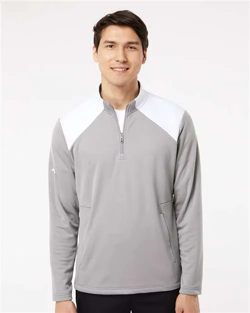 Adidas Textured Mixed Media Quarter-Zip Pullover A532