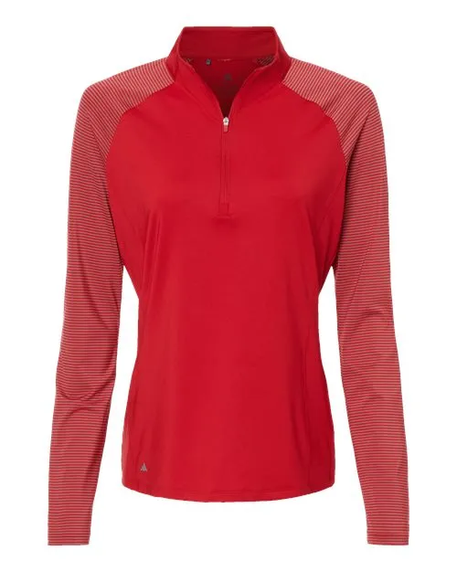 Adidas Women's Stripe Block Quarter-Zip Pullover A521