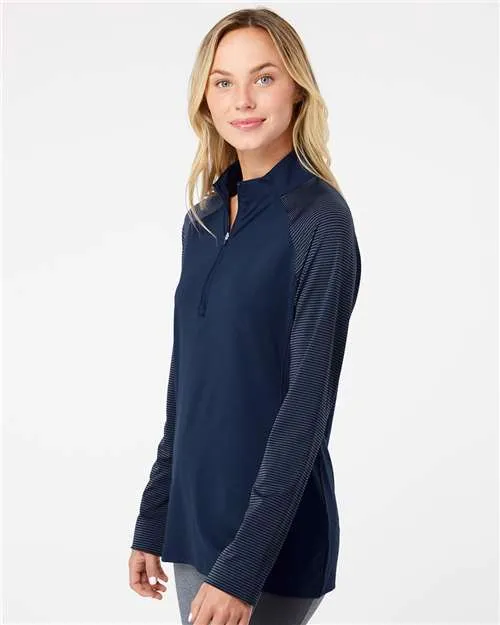 Adidas Women's Stripe Block Quarter-Zip Pullover A521