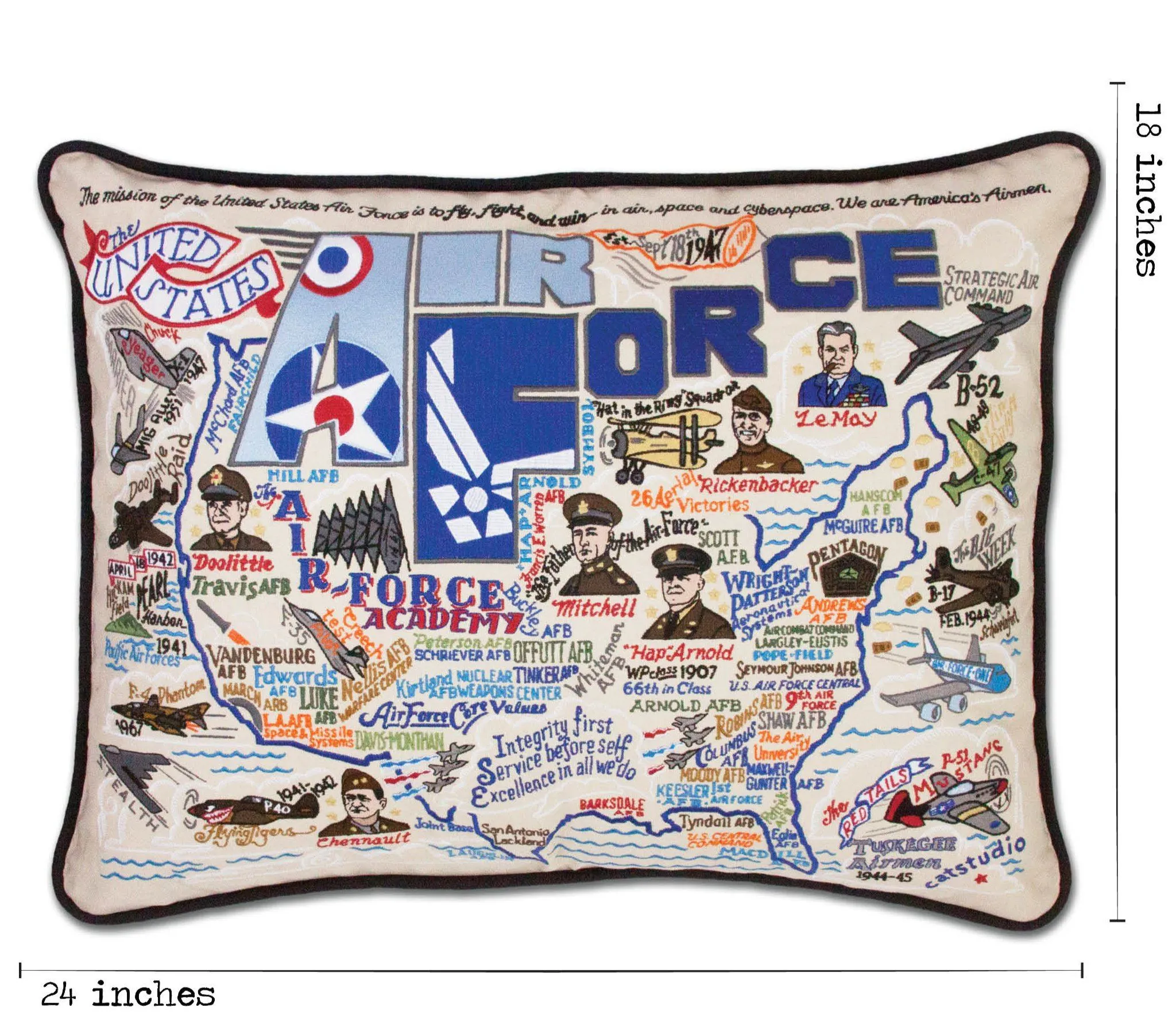 Air Force Embroidered Pillow