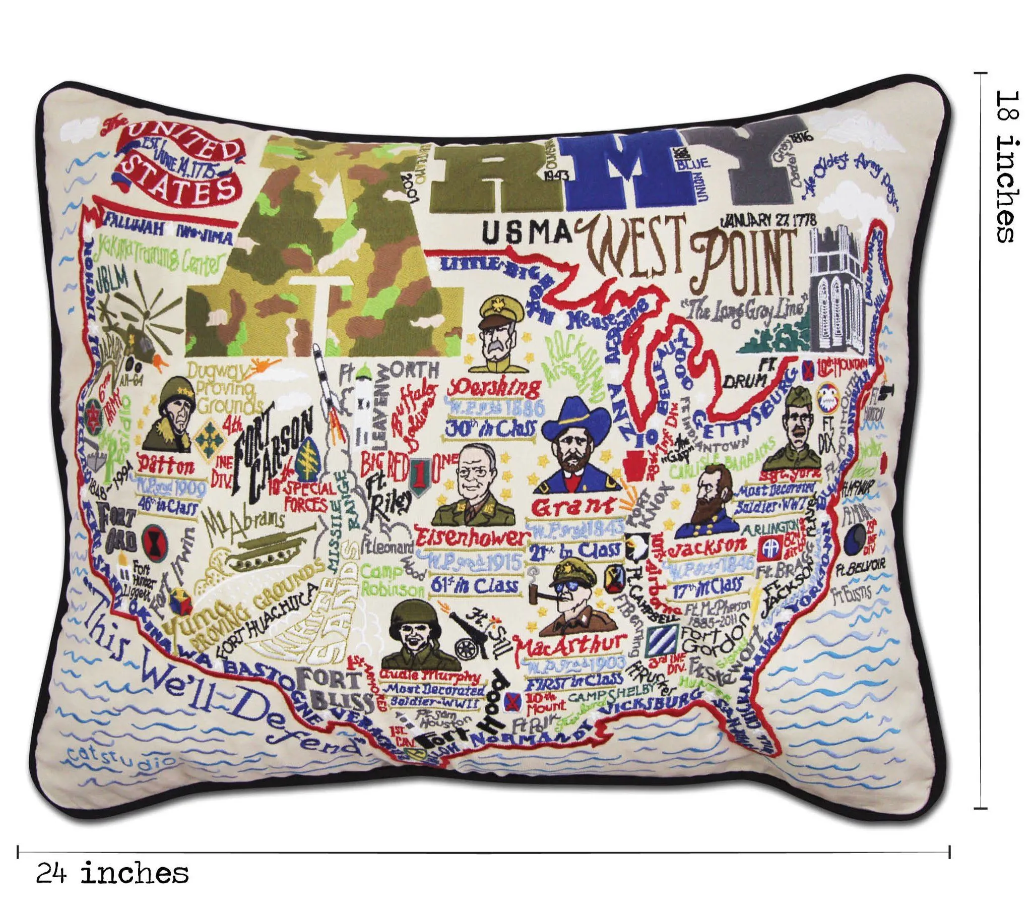 Army Embroidered Pillow