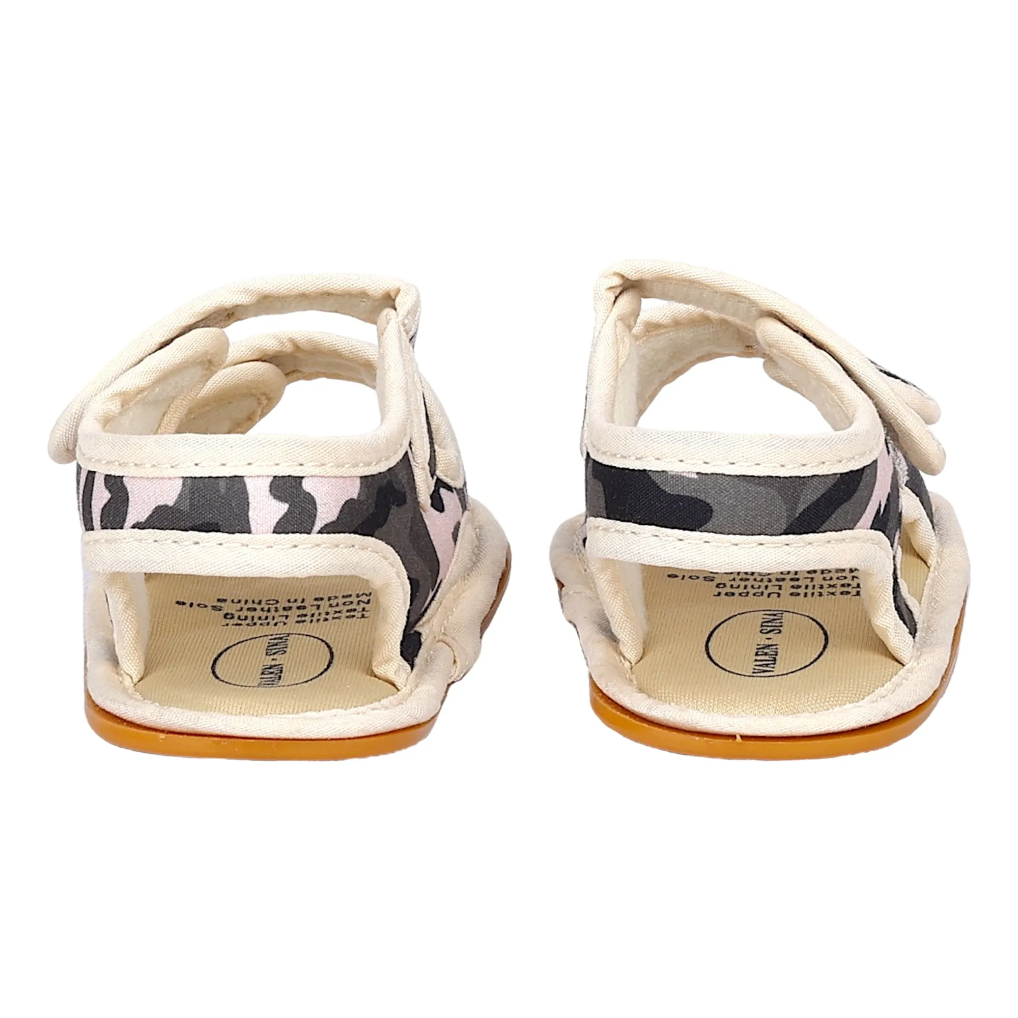 Baby Moo Camouflage Print Anti-Skid Velcro Floater Sandals - Beige, Military