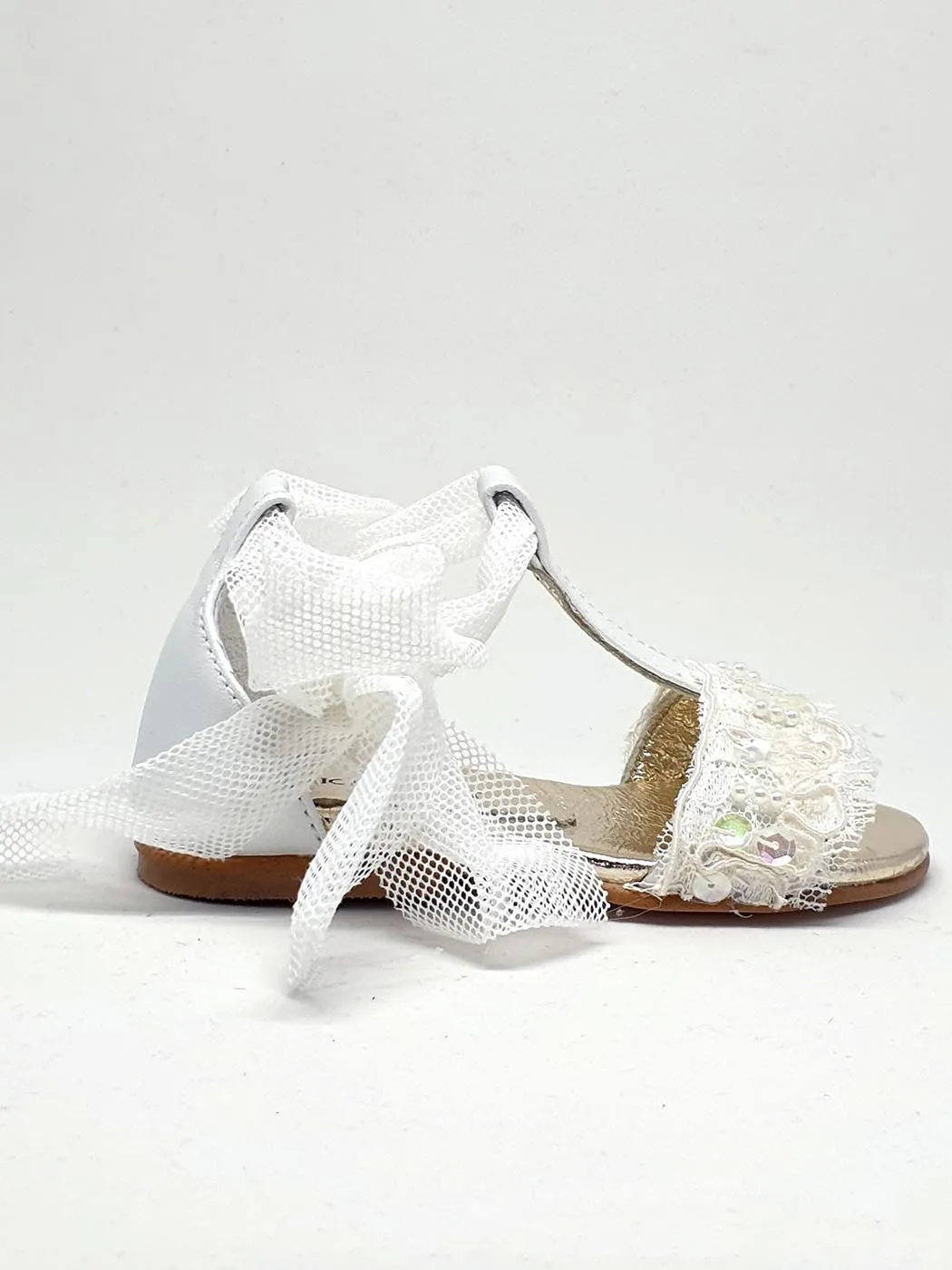 Baptismal Baby sandal for girl-CREAM FRESH white