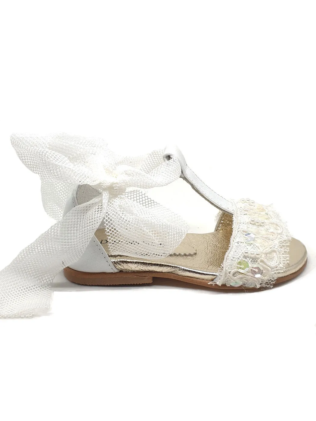 Baptismal Baby sandal for girl-CREAM FRESH white