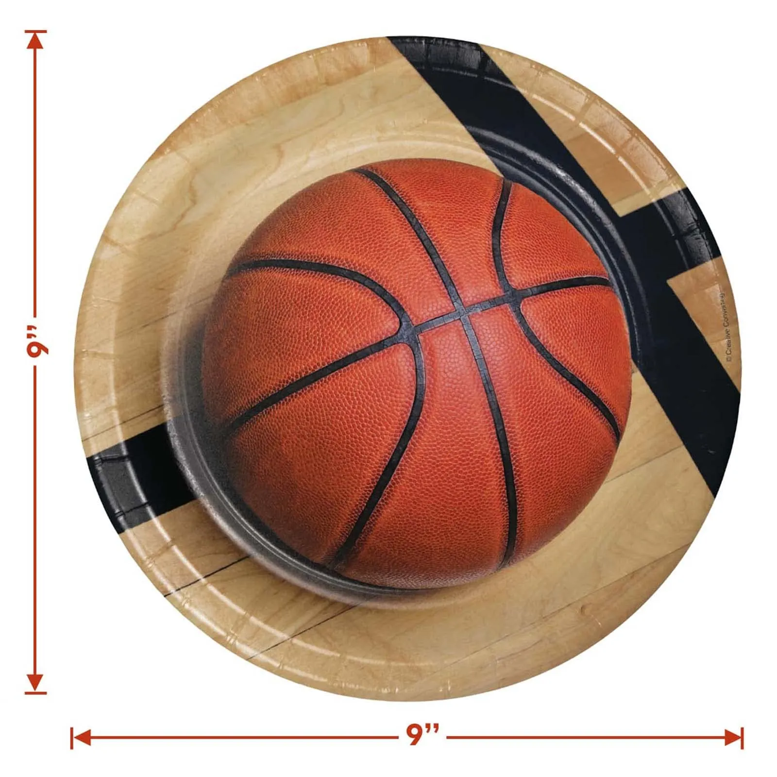 Basketball Party Supplies - Basketball Paper Dinner Plates, Luncheon Napkins, and Forks (Serves 16)