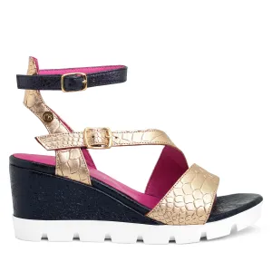 Bien - Gold Croc wedge sandal