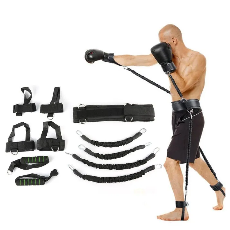 Bounce Trainer Fitness Resistance Band Boxing Suit Latex Tube Tension Rope Leg Waist Trainer, Weight: 150 Pounds(Black)