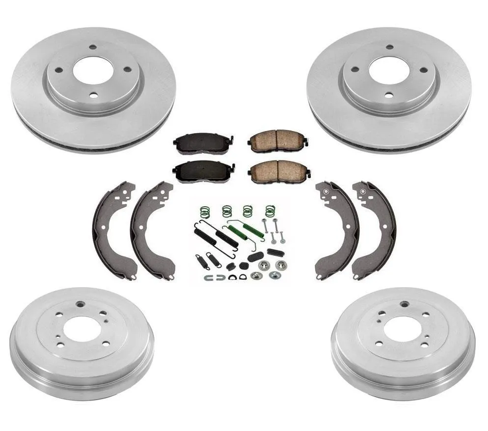 Brakes Disc Rotors Drums Shoes Spring Kit for Nissan Sentra 07-12 2.0L 10pc