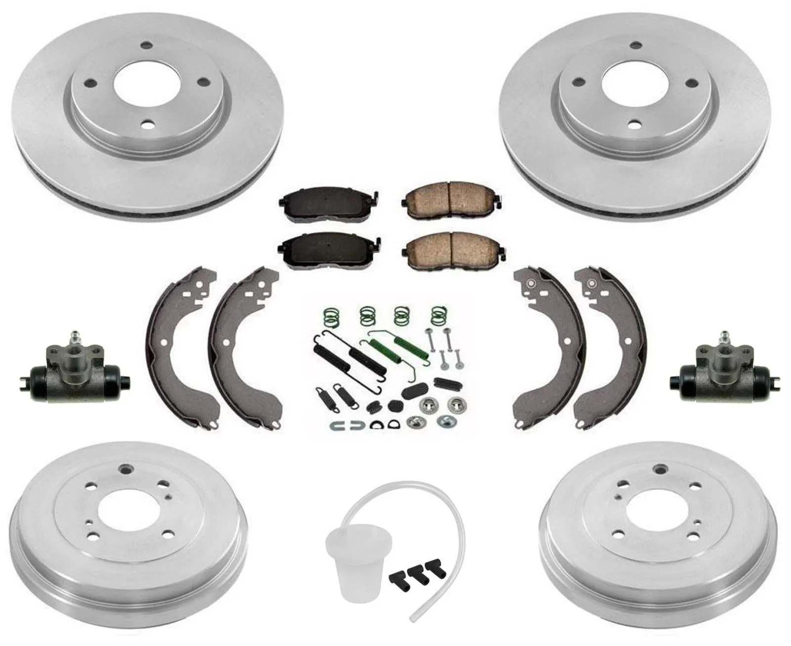 Brakes Disc Rotors Drums Shoes Spring Kit for Nissan Sentra 07-12 2.0L 10pc