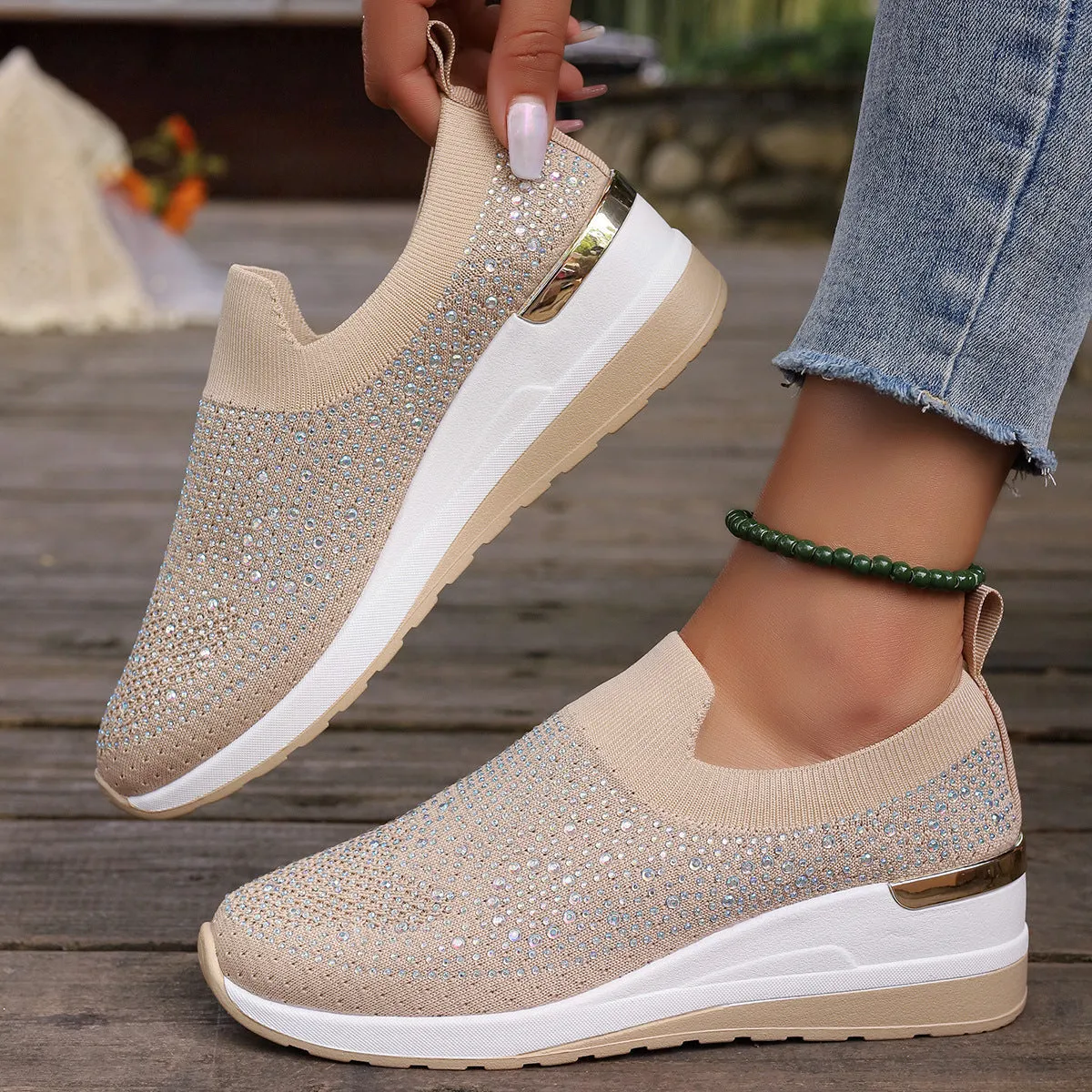 Breathable Shoes Spring Flyknit Slip-on Casual Mesh