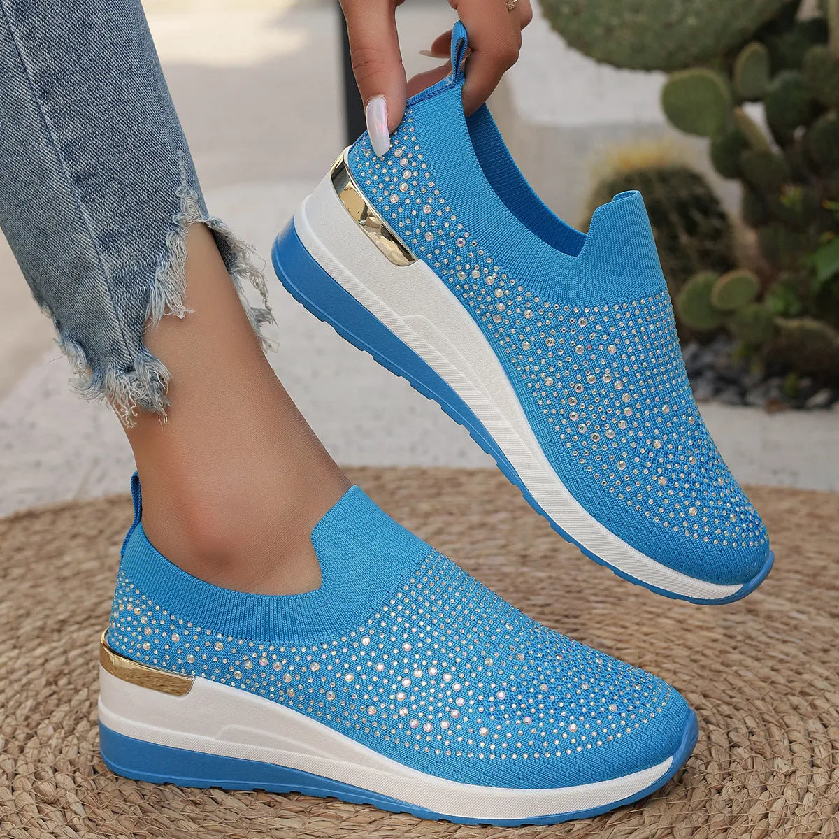 Breathable Shoes Spring Flyknit Slip-on Casual Mesh