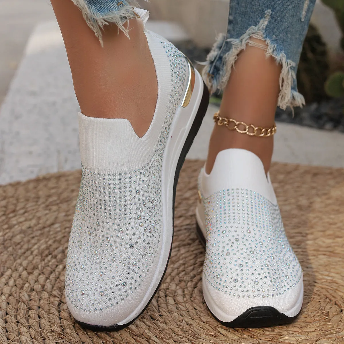 Breathable Shoes Spring Flyknit Slip-on Casual Mesh