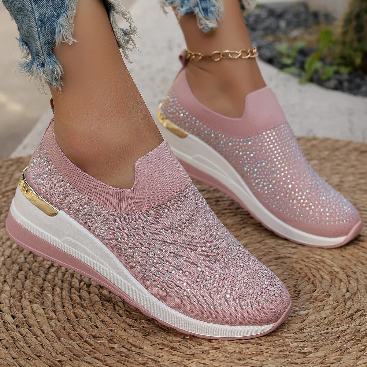 Breathable Shoes Spring Flyknit Slip-on Casual Mesh