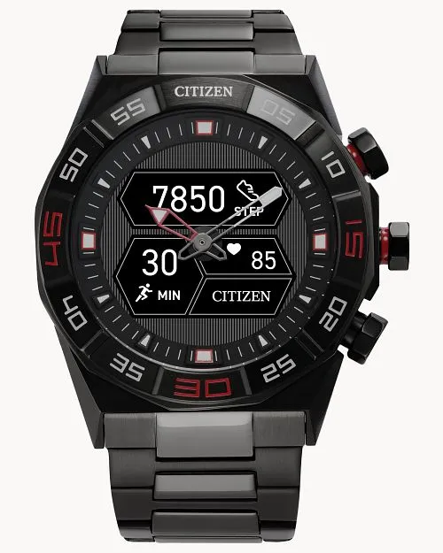 Citizen Smart Hybrid Black Dial Stainless Steel Bracelet Watch JX2005-55E