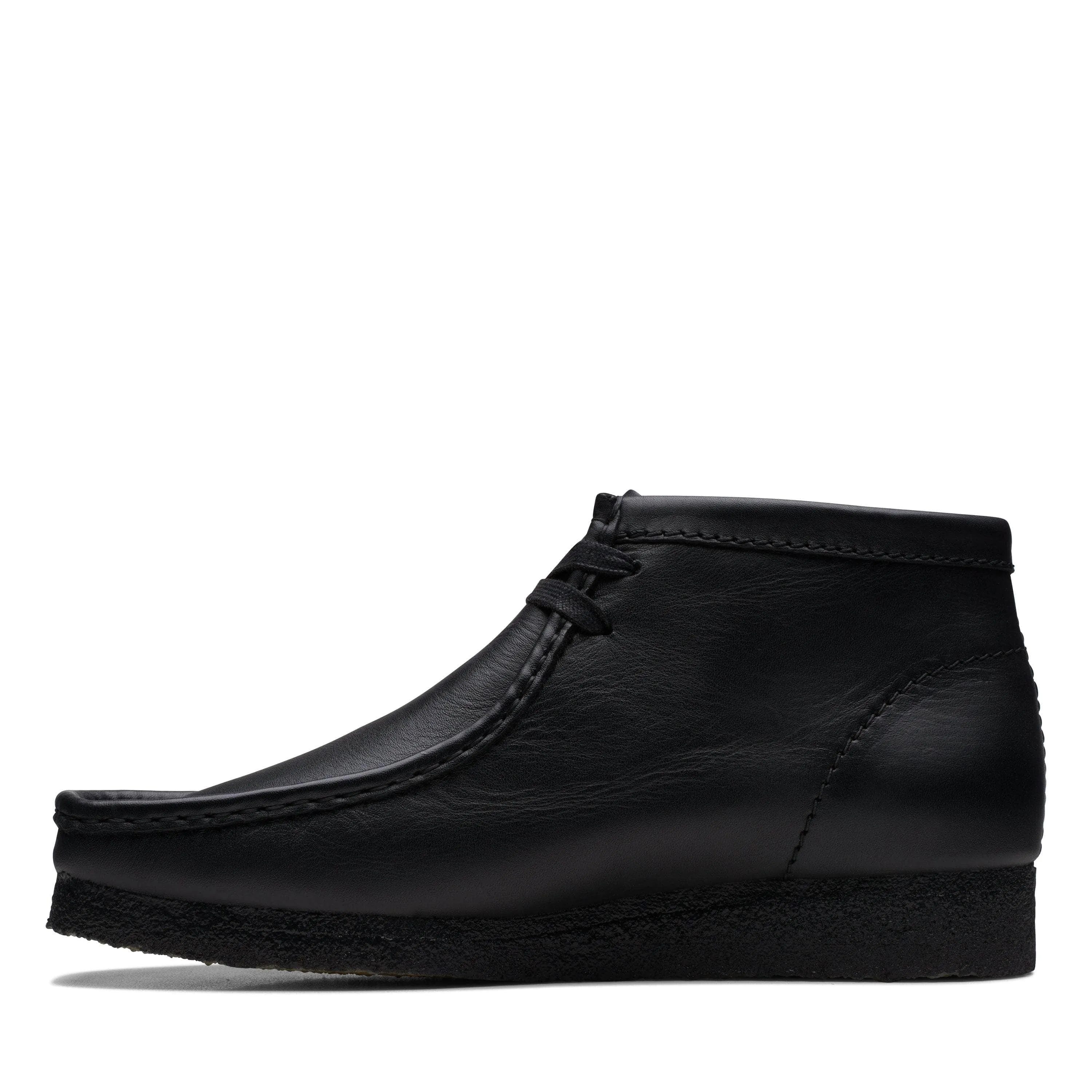 Clarks Wallabee Boot Black Leather - Men's