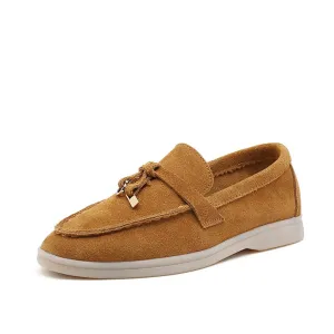 Classic Cow Suede Loafers Slip-On Leather Moccasins Flat Shoes