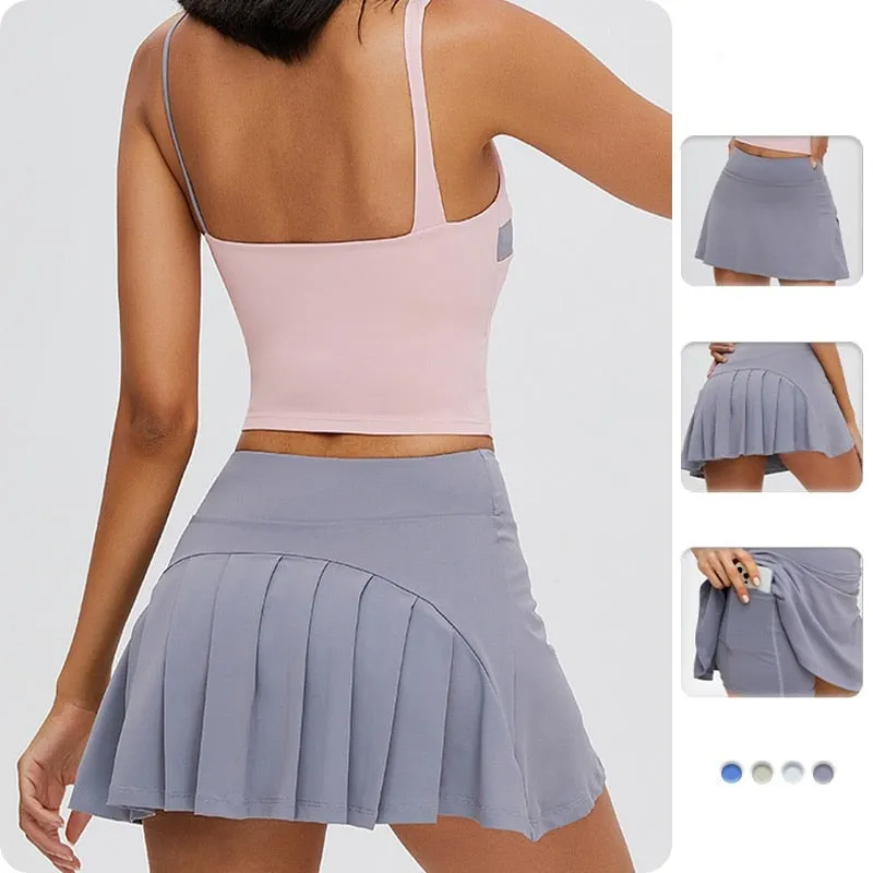 Cloud Hide Safe Yoga Pleated Skirts Sexy Fitness High Waist Athletic Quick Dry Skort Women Sports Golf Running Tennis Pantskirt