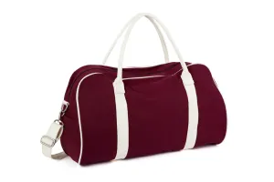 Contrast Canvas Bag - Maroon/Natural