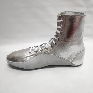 CUSTOM MADE Silver Tightrope Boots w/ Light Grey sole