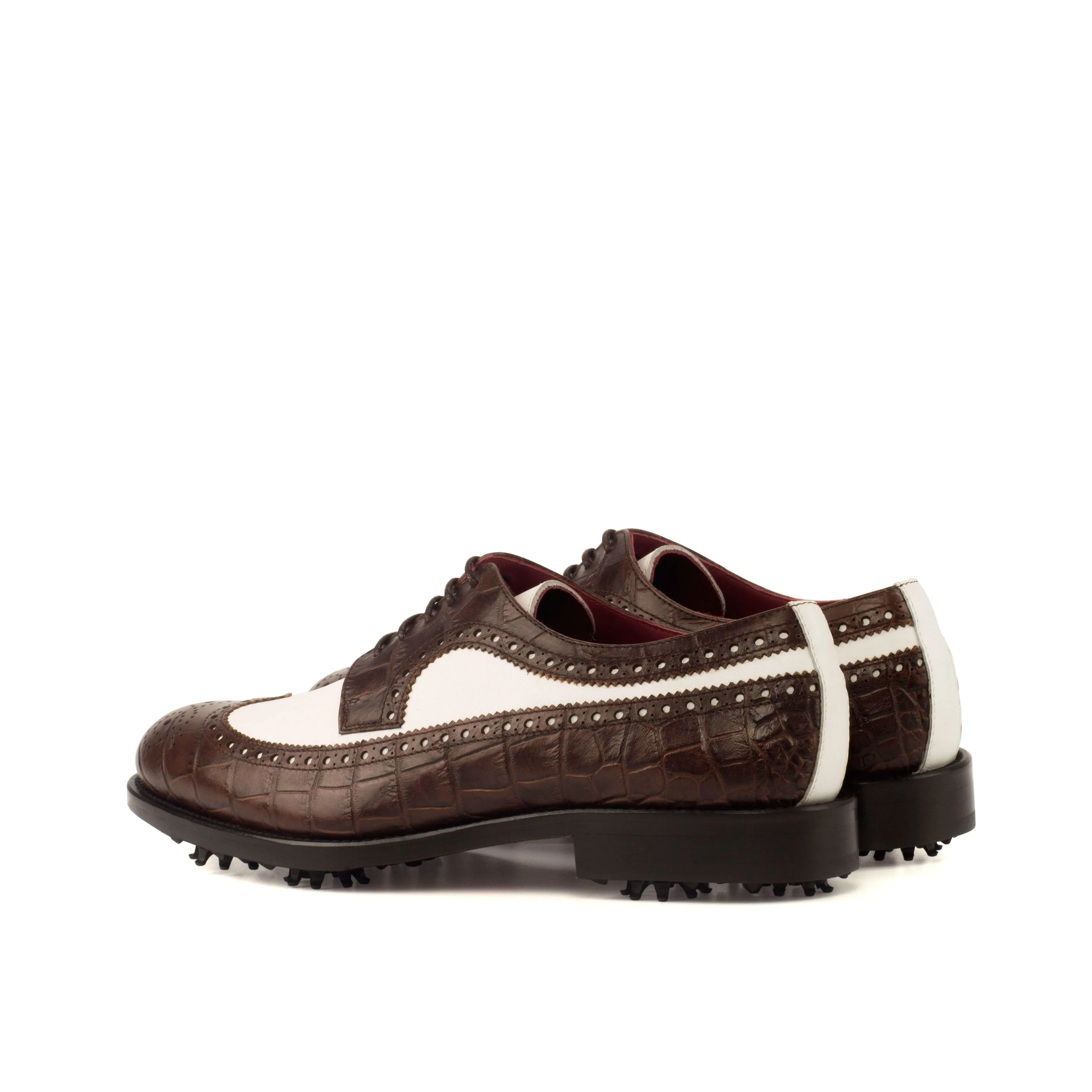 DapperFam Zephyr Golf in Dark Brown / White Men's Italian Leather Longwing Blucher