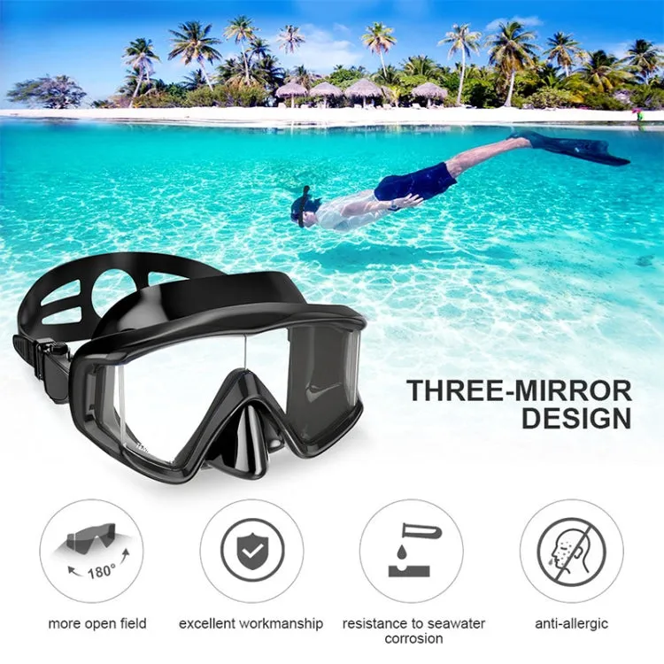 DM600 Silica Gel Diving Mask Swimming Goggles Diving Equipment for Adults (Black)