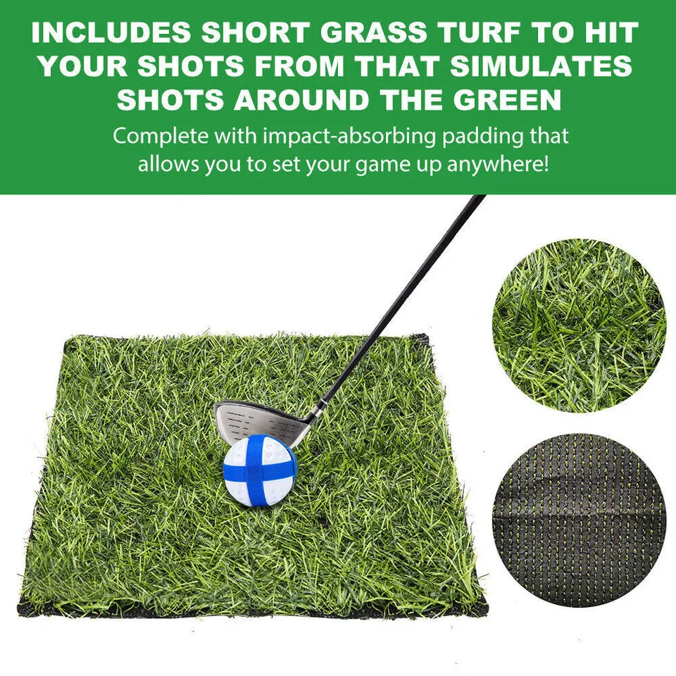 Durable Indoor Golf Mat Game Set with 20 Balls, Chipping Cage