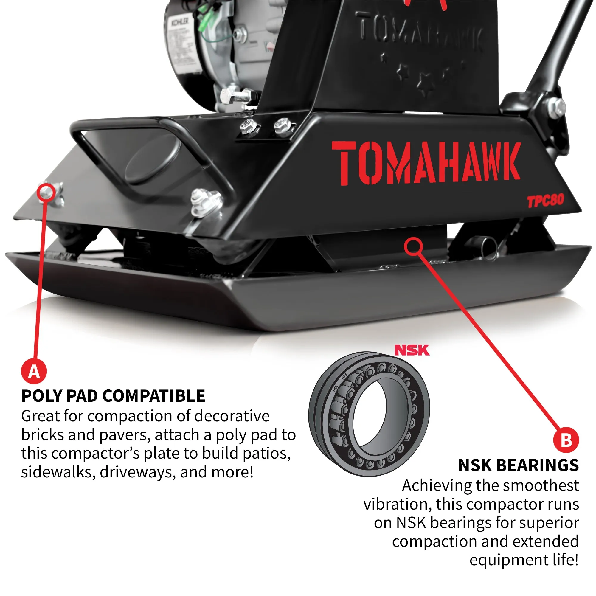 Factory Reconditioned Vibratory Plate Compactor Tamper with Kohler Engine for Dirt Gravel Soil Compaction