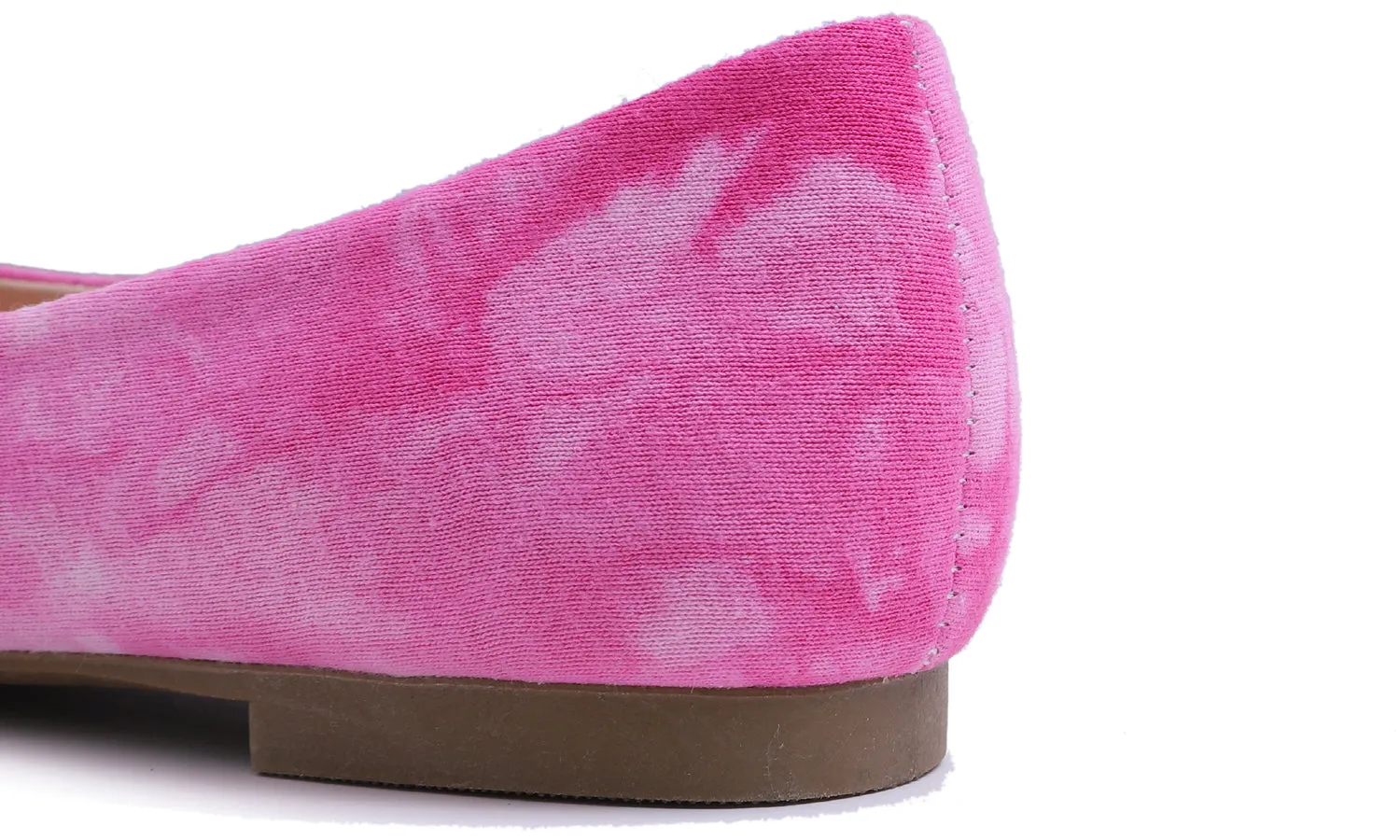 Feversole Women's Round Toe Cute Bow Trim Ballet Flats Tie Dye Fuchsia