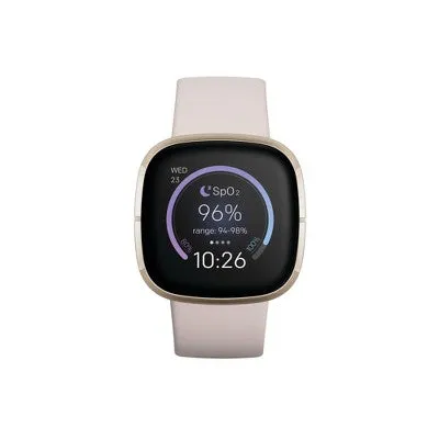 Fitbit Sense Smartwatch - Soft Gold Stainless Steel with Lunar White Band