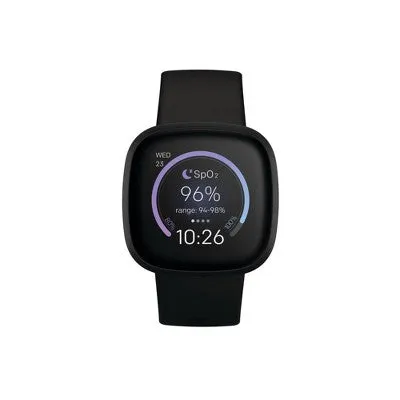 Fitbit Versa 3 Smartwatch - Black Aluminum with Black Band