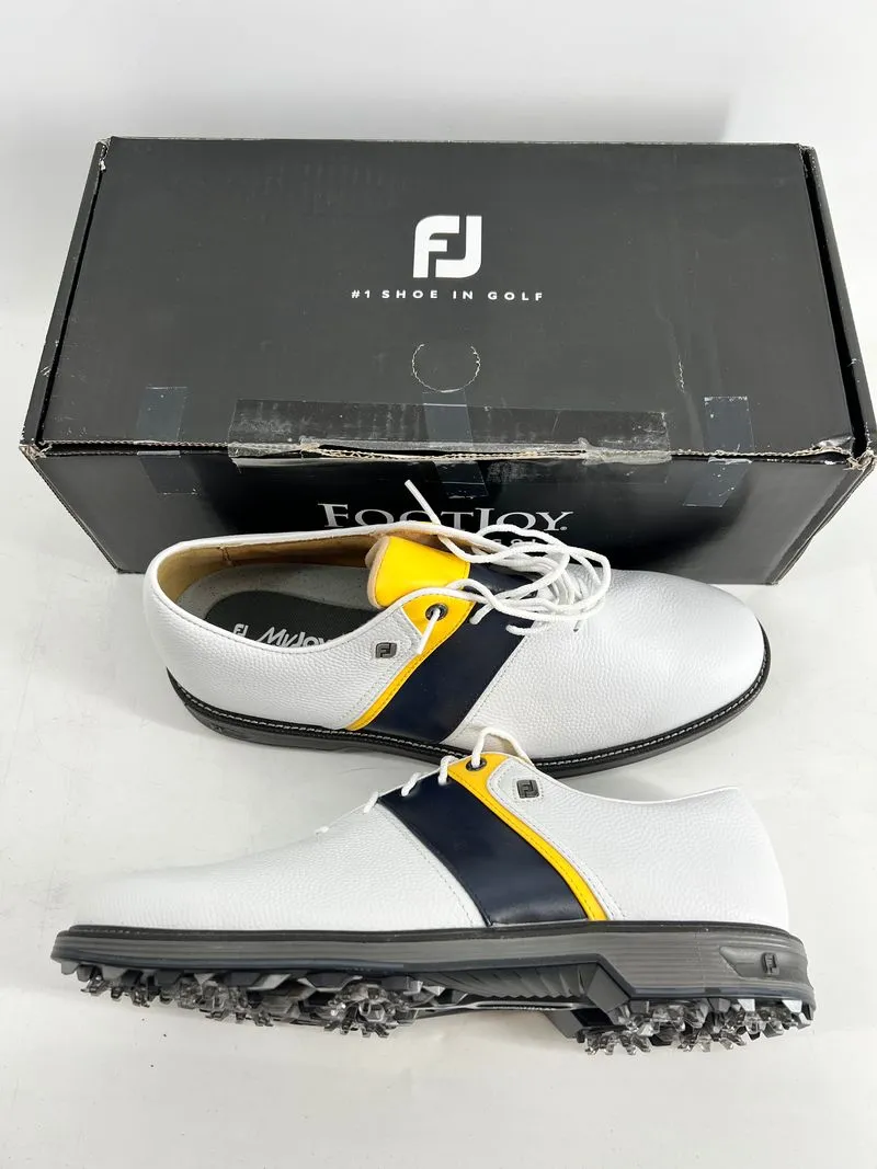 Footjoy Myjoys Premiere Series Packard Golf Shoes White Navy Gold 10 M