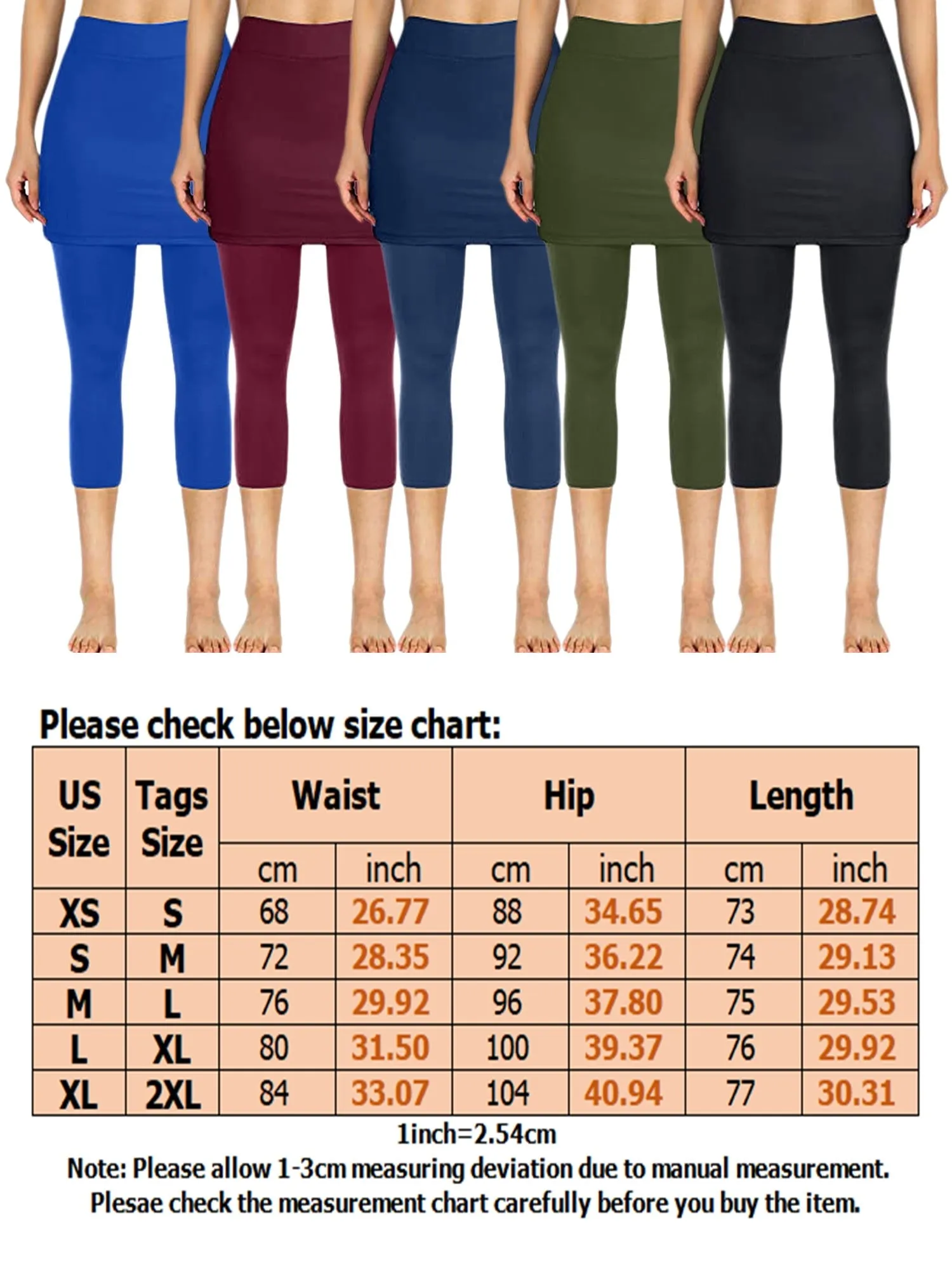 Frontwalk Skirted Leggings for Women Tennis Golf Skorts Capris Gym Yoga Legging with Skirts