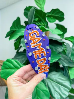 'Game Day' Embellished Headbands - Purple & Orange